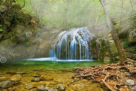 Misty Waterfall Stock Photo Image Of Crimea Moss Nature 20140144