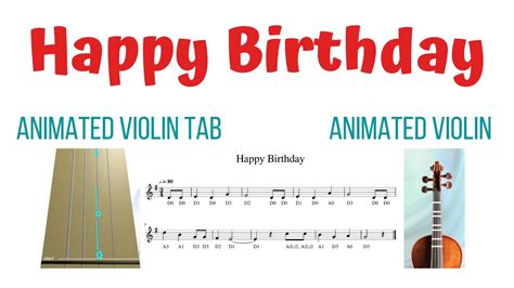 🥳 🎈happy Birthday 🎈 Animated Violin Tab Fb And Music Sheet With Fingering Youtube