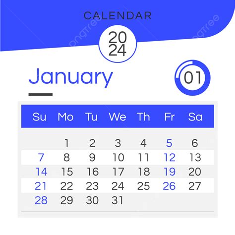 Gambar Kalender Bulan 2024 Januari Gradien Biru Sederhana Dua Ribu Dua