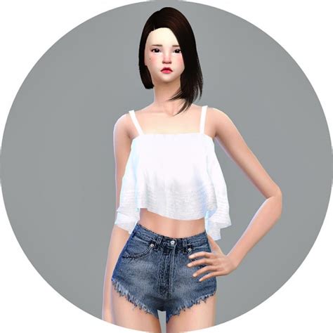 Sims4 Marigold Ruffle Sleeveless Crop Top • Sims 4 Downloads