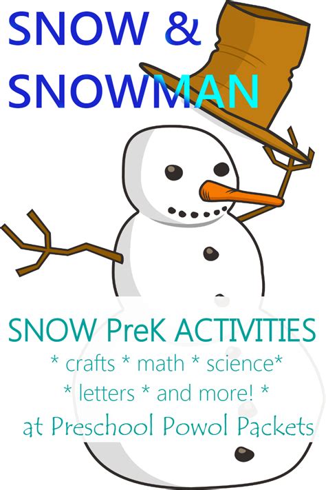 Preschool Snow Activities For A Snow Theme Or Snowman