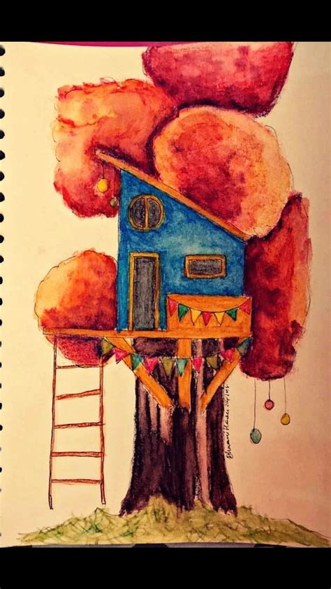 Tree House Oil Painting Artwork Art