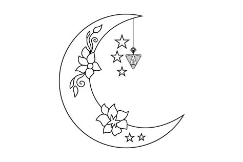 Moon Outline Vector And Hand Sketching Graphic By Coxvect · Creative