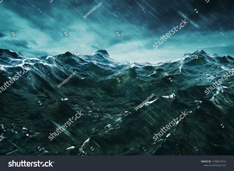 3d Rendering Ocean Wave Storm Closeup Stock Illustration 1108027916