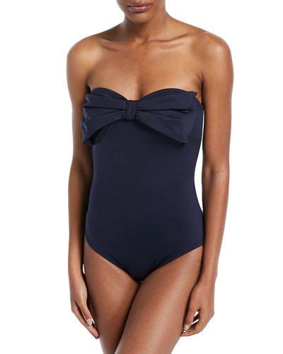 Kate Spade Strapless Bow Bandeau One Piece Swimsuit In Black Modesens