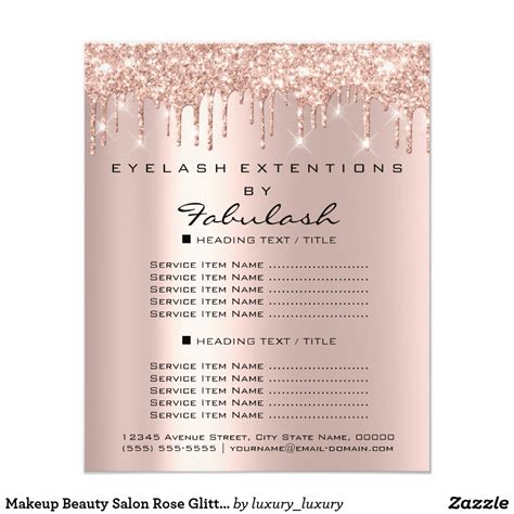 Makeup Beauty Salon Rose Glitter Flyer Spark Drips Nail