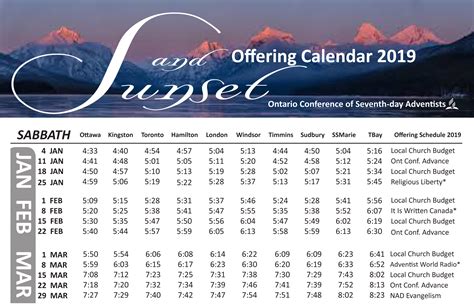 Sunset Calendar Durham Filipino Canadian Sda Church