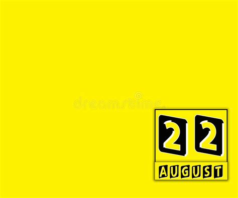 22 August Calendar On Yellow Background Stock Illustration