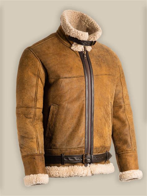 Men Brown B3 Shearling Leather Jacket Men Jacket