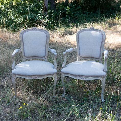 The colors that can be used to give an attractive look to the french style armchairs may be pastel colors like gray, rosy pink, or may be cream tones. French Style Cream Linen Armed Chairs | Linen armchair ...