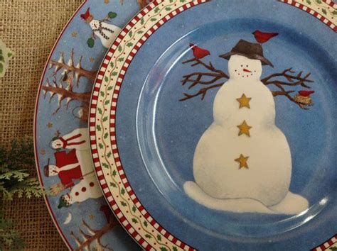 Debbie Mumm Snowman By Sakura Set Of 4 Salad Plates 8 Etsy