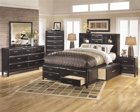 Ashley Kira 4pc Bedroom Set Queen Storage Black Furniture