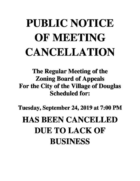 Meeting Cancellation September 242019 The City Of The Village Of