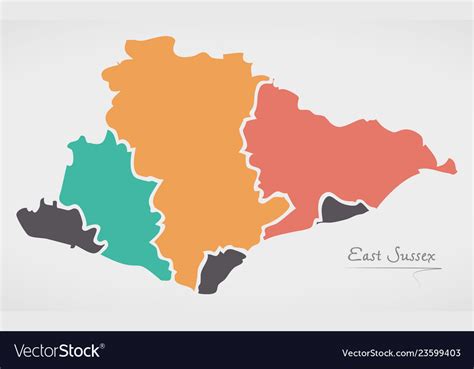 East Sussex England Map With States And Modern Vector Image