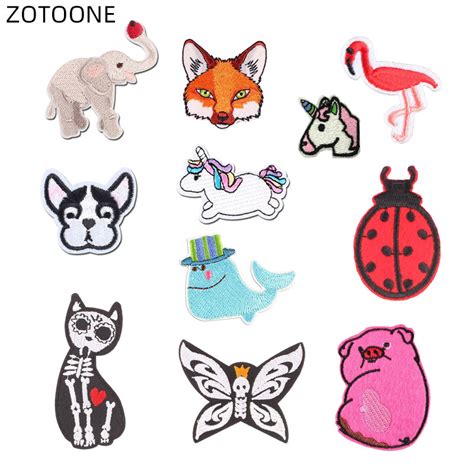 Zotoone Iron On Animal Patches Unicorn Fox Badge Heat Transfer Stickers