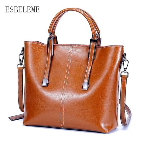 2019 Women Brown Retro Genuine Leather Bag For Female Crossbody Handbag