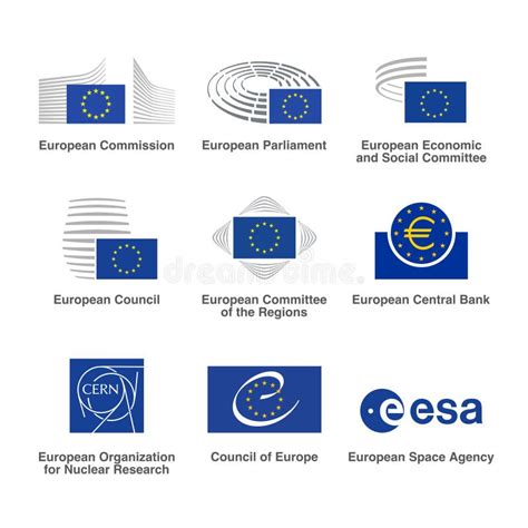 European Union Institutional Logos And Icons Set Editorial Photography