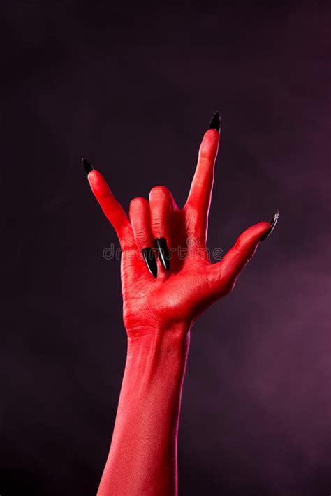 Devil Hand Showing Heavy Metal Gesture Stock Image Image Of Female