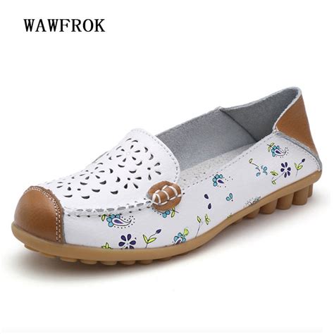 Wawfrok Women Flats Shoes 2018 Summer Spring Breathable Split Leather
