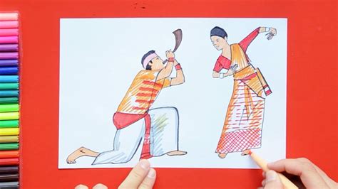 How To Draw Bihu Festival Dance Assamese New Year