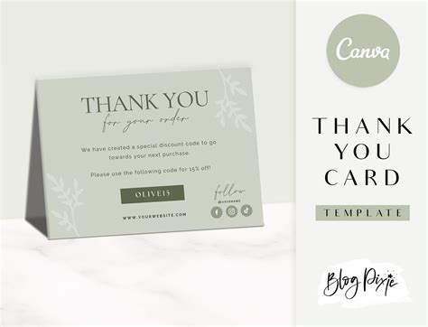 Olive And Avery Thank You Card Template ⋆ Blog Pixie
