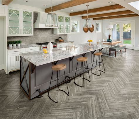 Gray Herringbone Ceramic Tile Kitchen Floor Why Tile