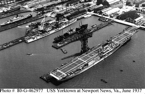 Uss Yorktown At Newport News Shipbuilding 1937 Nns