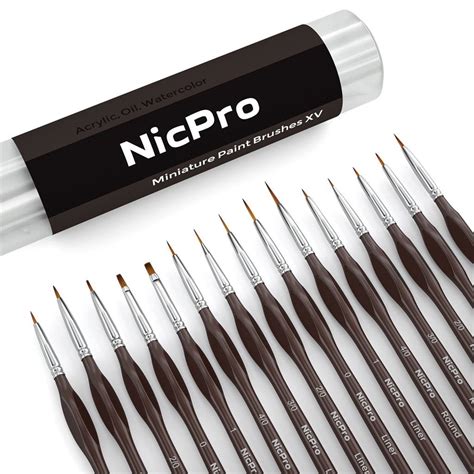 Nicpro Micro Detail Paint Brush Set15 Tiny Professional Miniature Fine