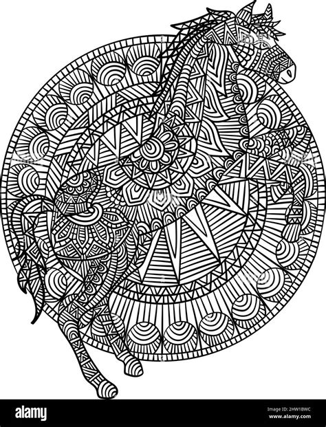 Horse Mandala Coloring Pages For Adults Stock Vector Image And Art Alamy