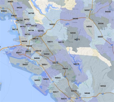 Map Of The Bay Area Map Of Zip Codes Kulturaupice