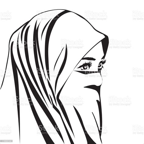 une belle femme musulmane avec hijab portrait illustration vectorielle vecteurs libres de droits