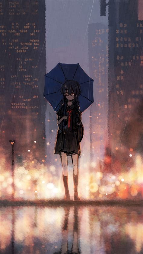 1080x1920 Anime Girl Rain Umbrella Iphone 76s6 Plus Pixel Xl One