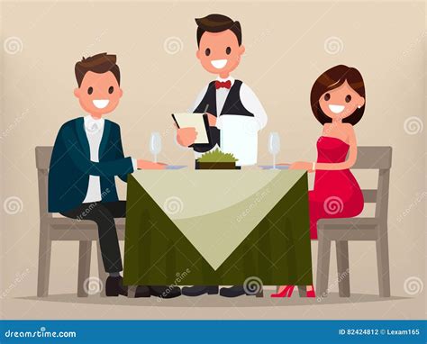 Woman Waiter With Two Trays Vector Illustration