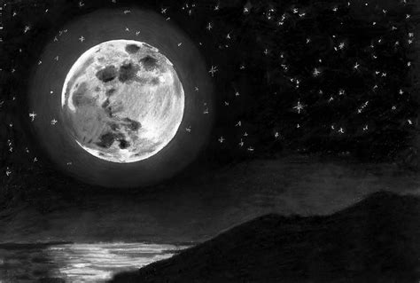 Moon In The Night Sky Drawing By Jasminasusak On Deviantart