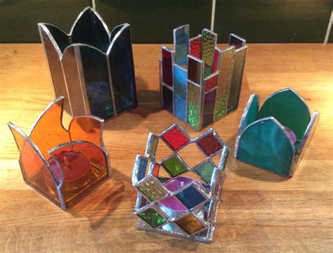 Copper Foil Stained Glass Tealight Holders Stained Glass Candles Stained Glass Designs