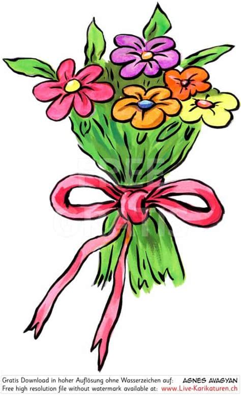 Blumen Blumenstrauss Band Danke Live Karikaturen Ch