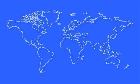 Premium Vector White World Map Outlines Isolated On Blue Background