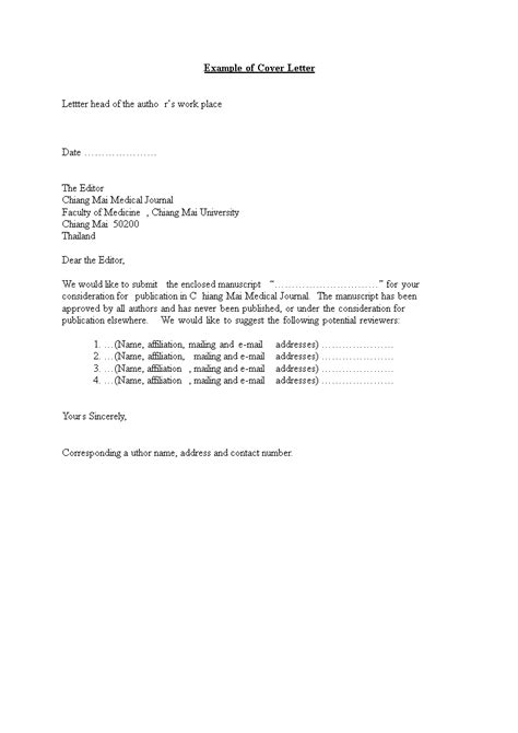 Check spelling or type a new query. Medical Journal Cover Letter | Templates at ...