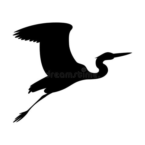Heron Flying Vector Illustration Black Silhouette Stock Vector
