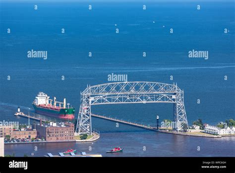 A Ship Coming Into Harbor On Lake Superior Stock Photo Alamy