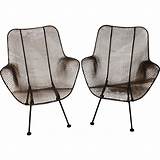 Pair of Russell Woodard Sculptura Wire Mesh Arm Chairs circa 1950's from nhantiquecoop on Ruby Lane