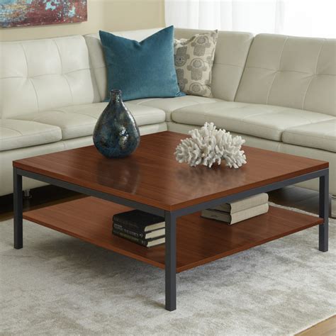Parsons Edition Square Coffee Table With Shelf In Cherry Modern