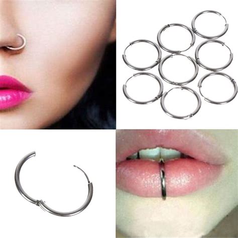 2pcs Ladies Segment Piercing Ring Helix Tragus Nose Piercing Septum Lip