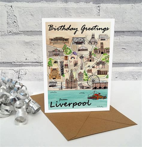 Liverpool Birthday Card Liverpool Map Illustrated Etsy Uk