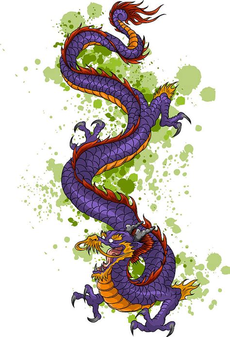 Chinese Dragon Of Power And Wisdom Flying Cartoon Illustration Digital