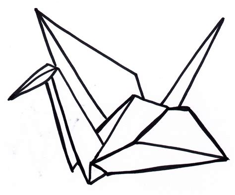 Paper Crane Line Drawing Origami Kranich Kranich Origami