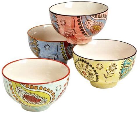 Couleur Nature Paisley Multi Ceramic Bowls Set Of 4 Amazon
