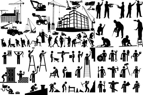 Worker Silhouette Building And Construction Equipment Vectors Free