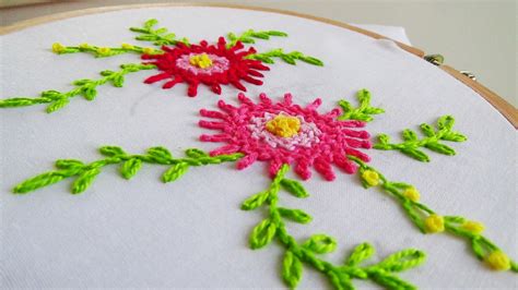 Hand Embroidery Flower Stitch Braid Stitch