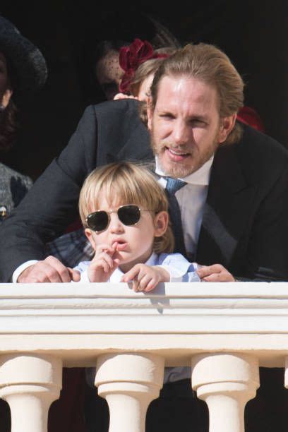 Andrea Casiraghi With His Son Sacha Casiraghi Greet The Crowd From The Palaces Balcony During